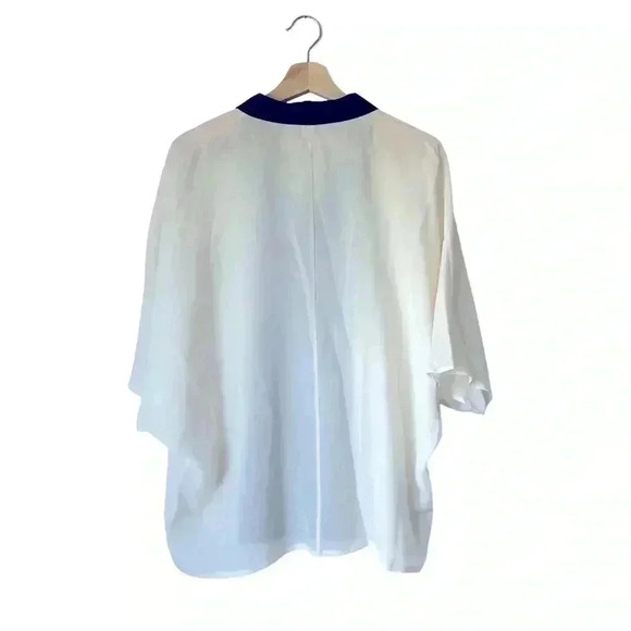 Etao Italian Silk Blouse | White & Black Button-Up | Luxury Designer Top Size M - Picture 2 of 8
